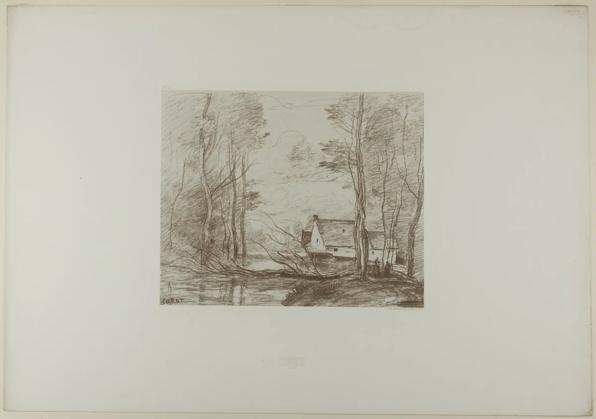 The Mill at Cuincy, Near Douai by Jean-Baptiste-Camille Corot, print, 1871