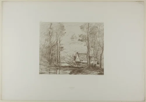The Mill at Cuincy, Near Douai by Jean-Baptiste-Camille Corot, print, 1871