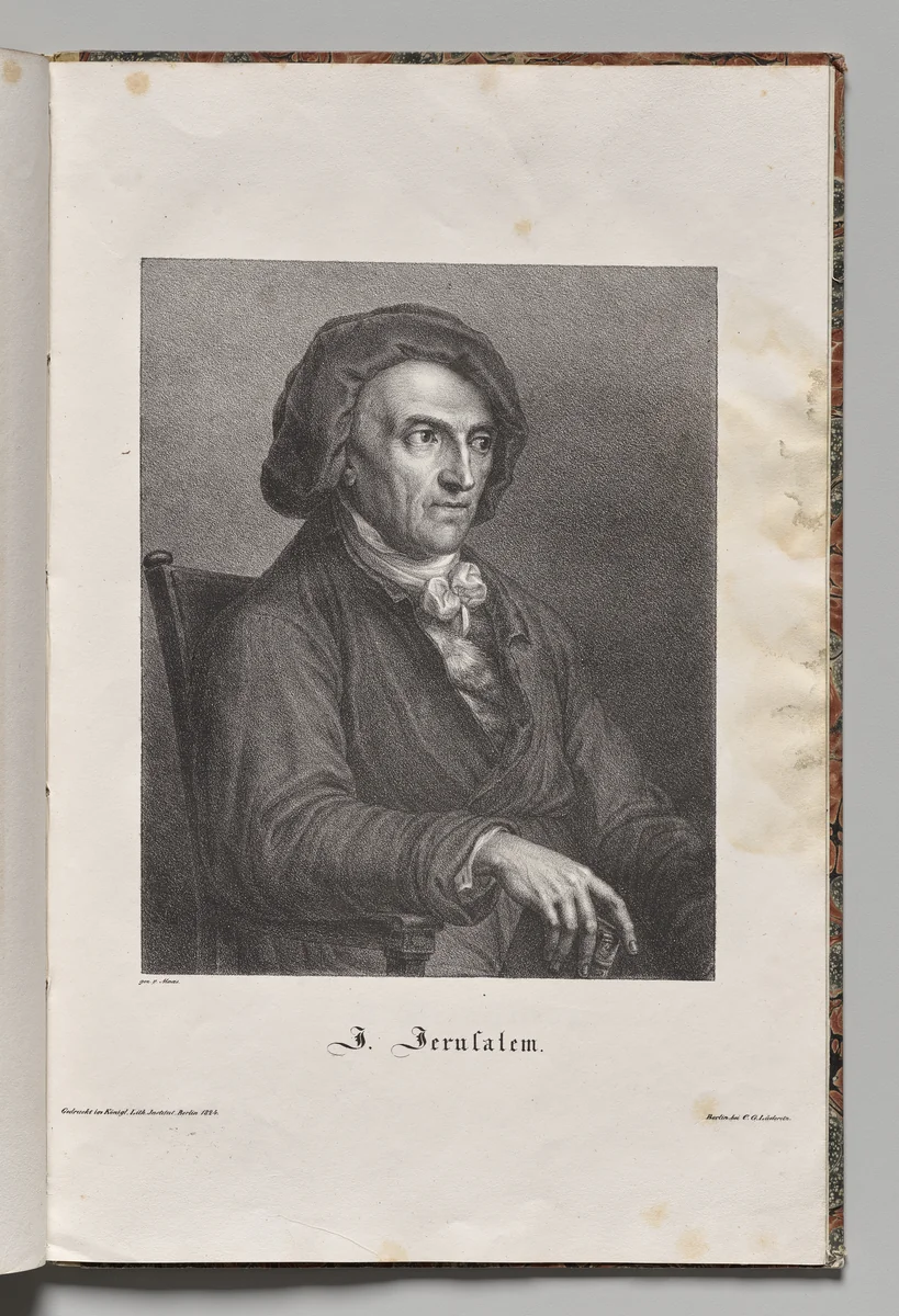 Germany's Famous Authors: Portrait of Johann Friedrich Wilhelm Jerusalem by Gustav Lüderitz, print, 1824