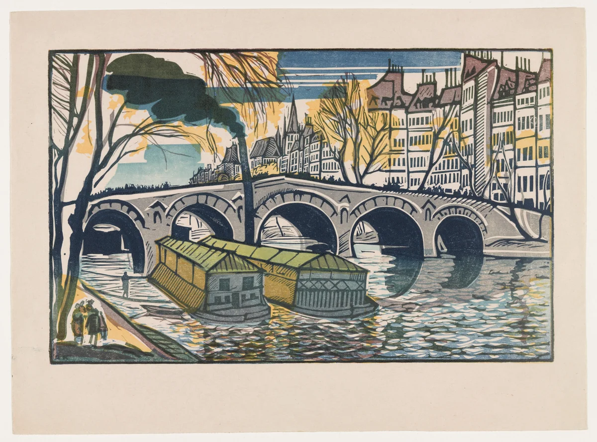 Paris-Pont Neuf by Aleksei Kravchenko, print, 1928