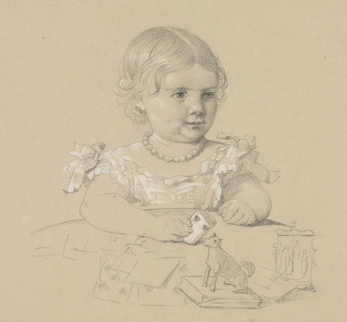 Portrait of a Child by Henri Lehmann, drawing, 1830-1882