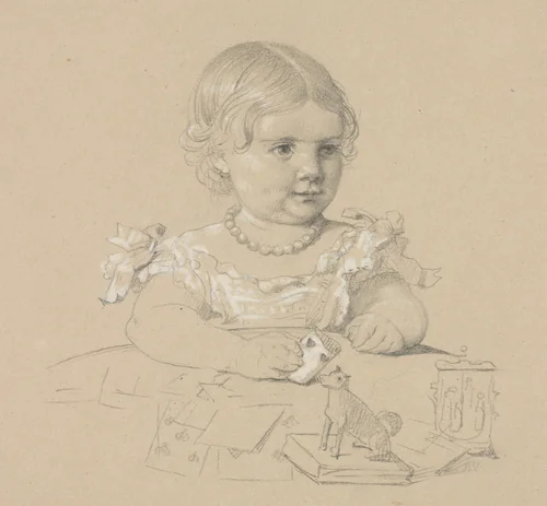 Portrait of a Child by Henri Lehmann, drawing, 1830-1882