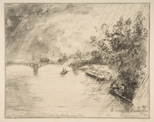 Vue du Pont des Saints-Pères, from "L'Art" by Félix Bracquemond, print, 1877