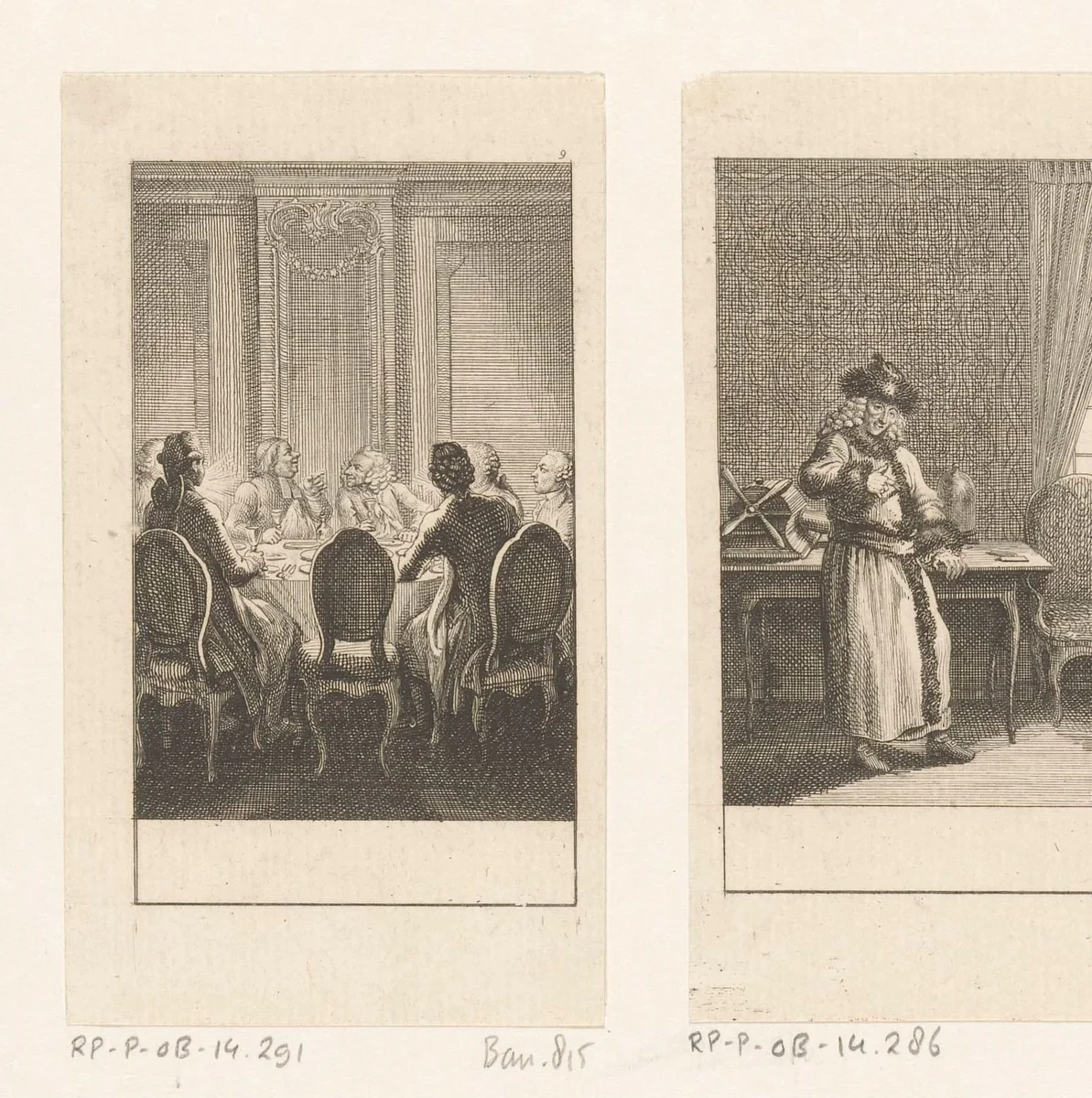 Heren in gesprek tijdens het diner by Daniel Nikolaus Chodowiecki, print, 1781