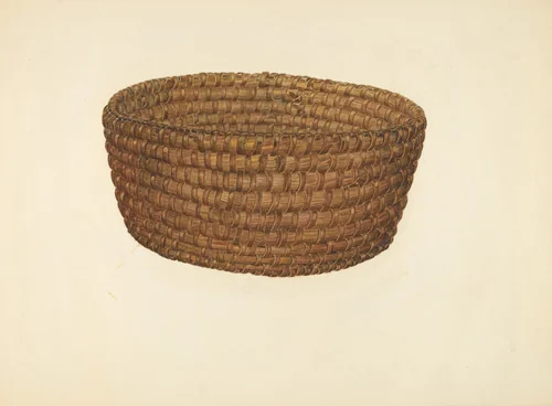 Hickory Bark and Oat Straw Basket by E. Allen Fritz, index of american design, 1940