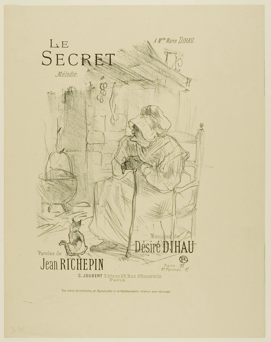 The Secret, from Mélodies de Désiré Dihau by Henri de Toulouse-Lautrec, print, 1895