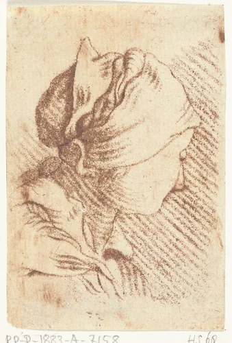 Studieblad met een vrouwenhoofd met hoofddoek by Louis Bernard Coclers, print, 1756-1817