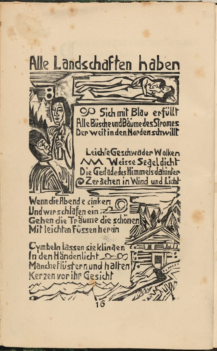 Alle Landschaften Haben II (All Landscapes Have II) (plate) from mock-up of Georg Heym: Umbra Vitae (Georg Heym: Shadow of Life) by Ernst Ludwig Kirchner, volume, 1912-1922