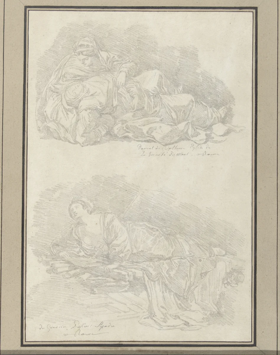 Schetsen naar schilderijen in de Trinità dei Monti en het Palazzo Spada by Jean Honoré Fragonard, drawing, 1742-1806