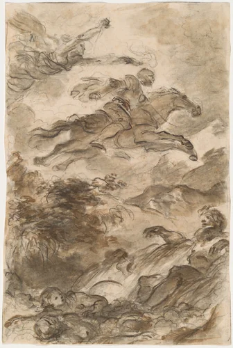 Rinaldo, Astride Baiardo, Flies Off in Pursuit of Angelica by Jean Honoré Fragonard, drawing, 1795
