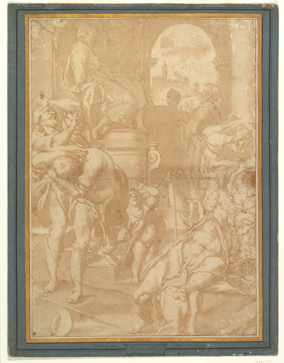 The Plague of Flies (Exodus 8:21) by Federico Zuccaro, drawing, 1540-1609