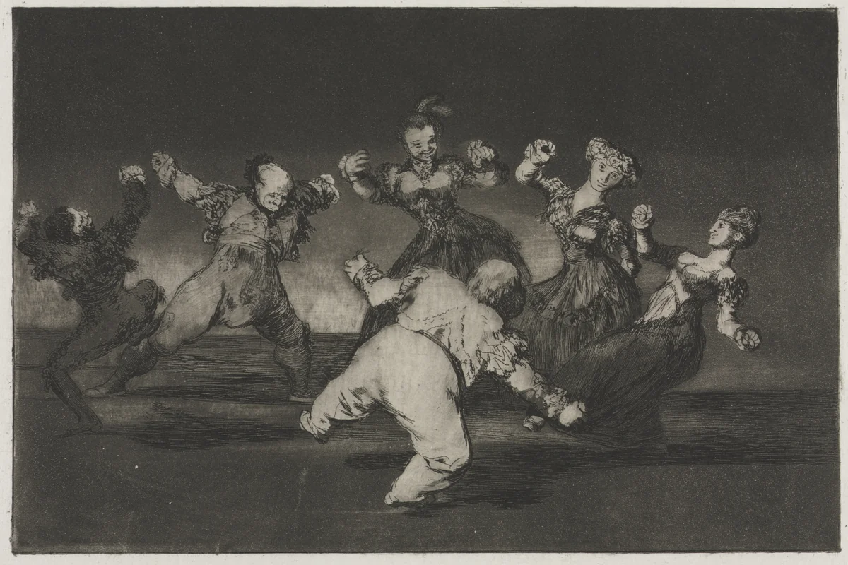 The Proverbs: If Marion Will Dance, Then She Has to Take the Consequences by Francisco de Goya, print, 1864