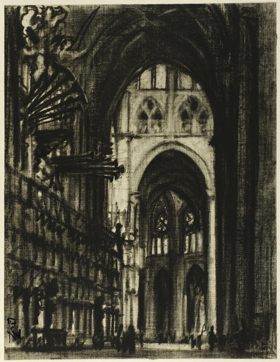 The Gilded Organ Pipes by Joseph Pennell, drawing, 1898-1908