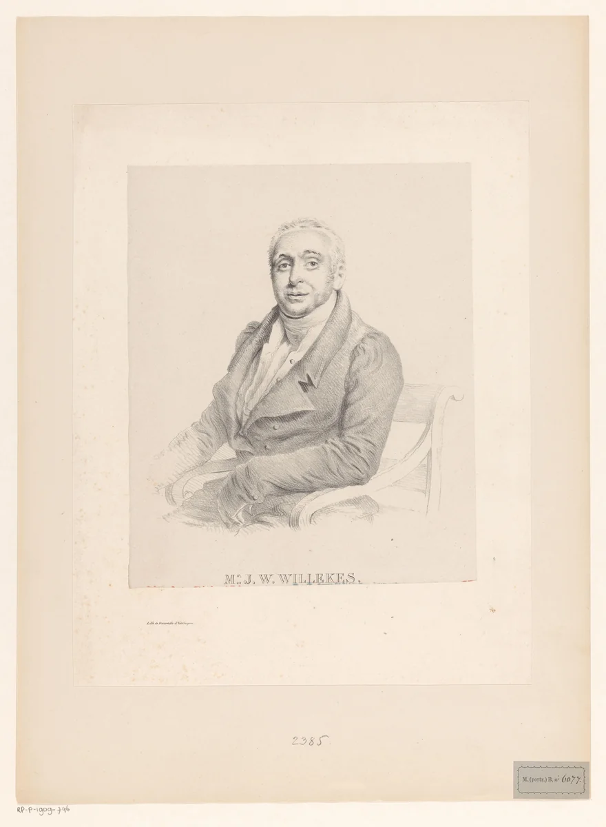 Portret van J.W. Willekes by Jean Augustin Daiwaille, print, 1831-1835