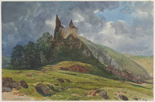 Ruin of Burg Schachenstein at Thörl in Styria by Thomas Ender, drawing, 1820-1875