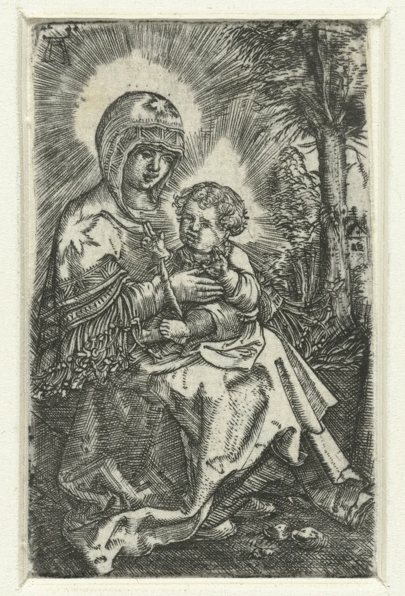 Maria met kind in landschap by Unknown, print, 1506-1538