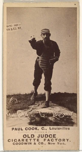 Paul Cook, Catcher, Louisville Colonels, from the Old Judge series (N172) for Old Judge Cigarettes by Goodwin & Company, photograph, 1888