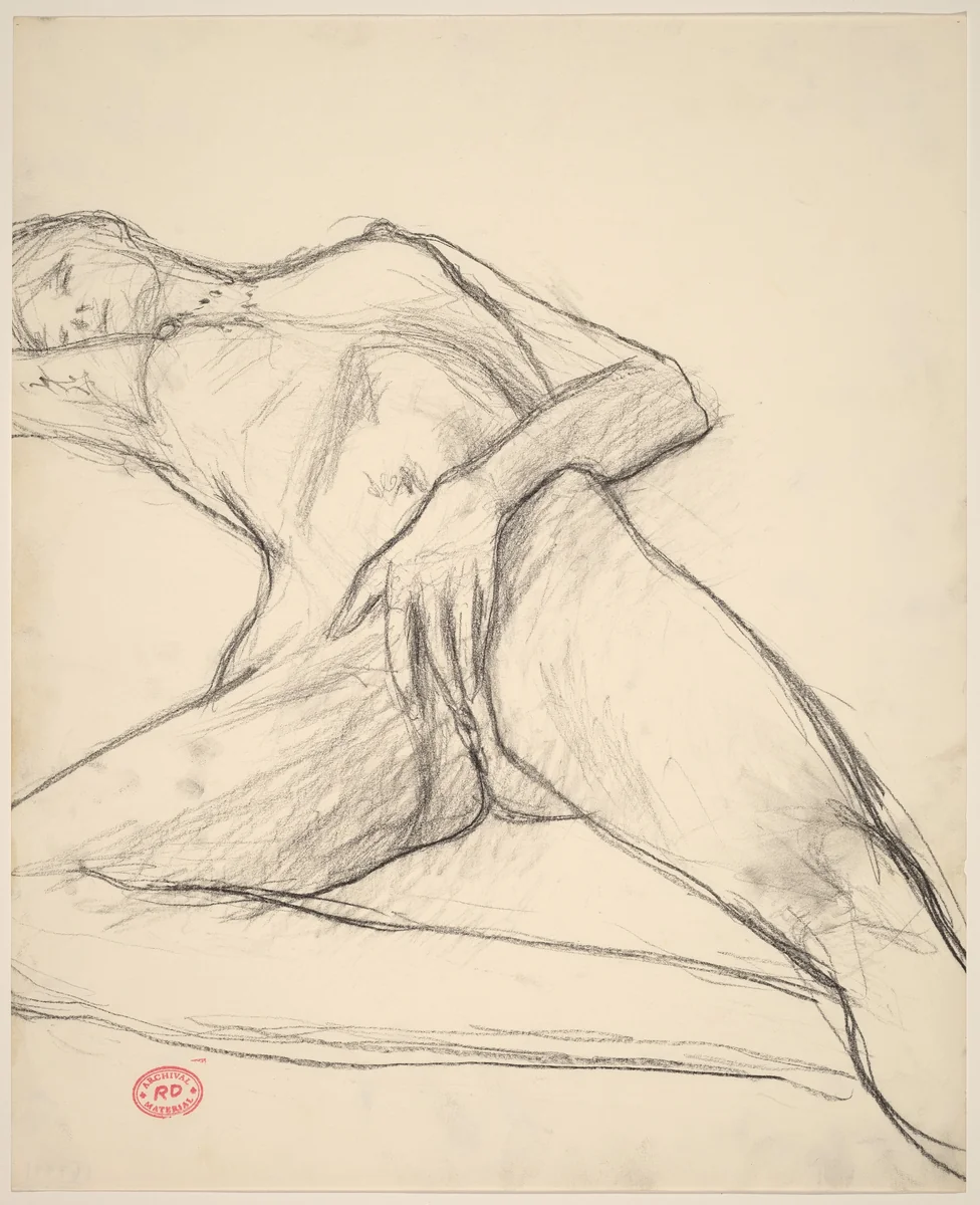 Untitled [reclining nude with her hand covering her pubis] by Richard Diebenkorn, drawing, 1955-1967