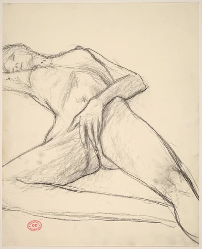 Untitled [reclining nude with her hand covering her pubis] by Richard Diebenkorn, drawing, 1955-1967