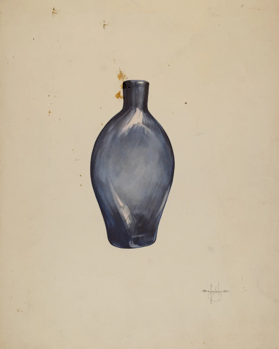 Whiskey Flask by G.A. Spangenberg, index of american design, 1935-1942