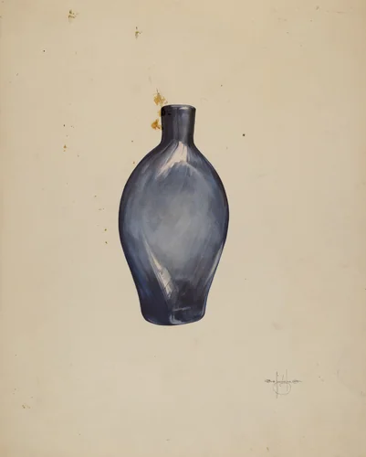 Whiskey Flask by G.A. Spangenberg, index of american design, 1935-1942