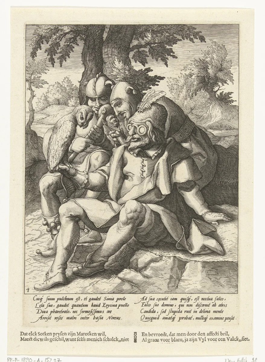 Elk meent zijn uil een valk te zijn by Unknown, print, 1590-1594