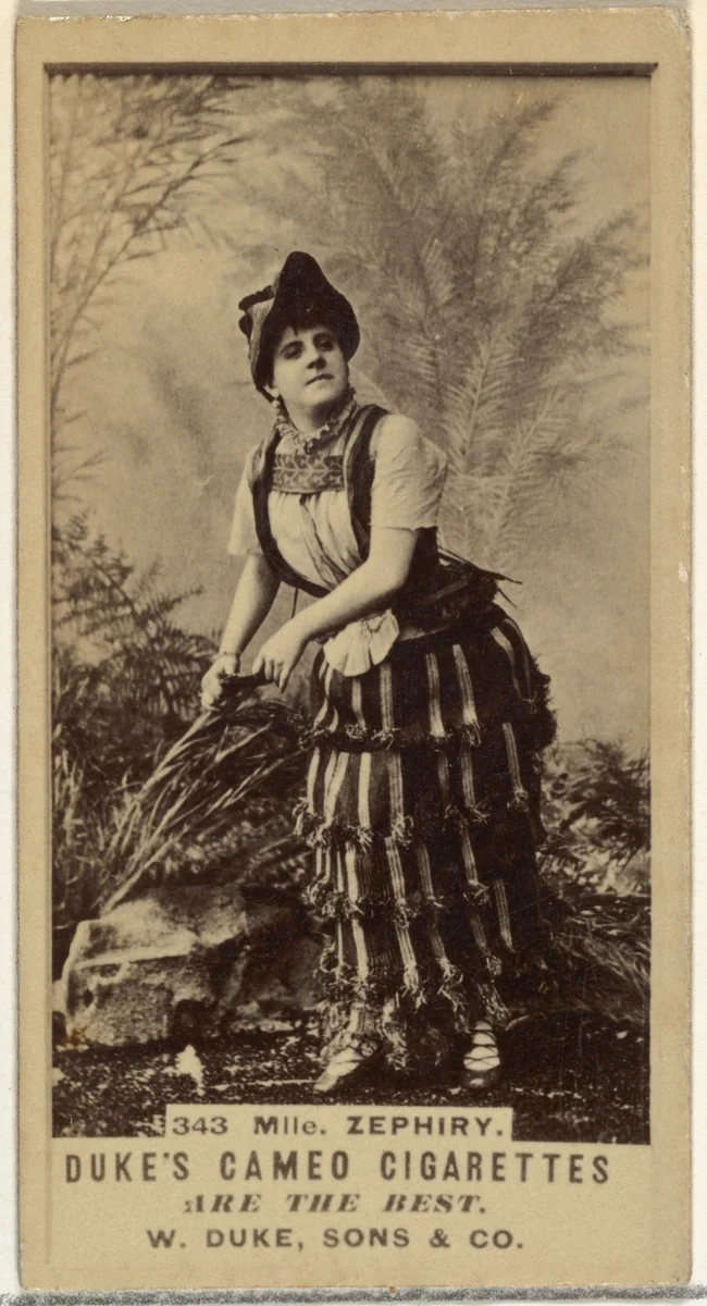 Card Number 343, Mlle. Zephiry, from the Actors and Actresses series (N145-5) issued by Duke Sons & Co. to promote Cameo Cigarettes by W. Duke, Sons & Co., photograph, 1880-1889