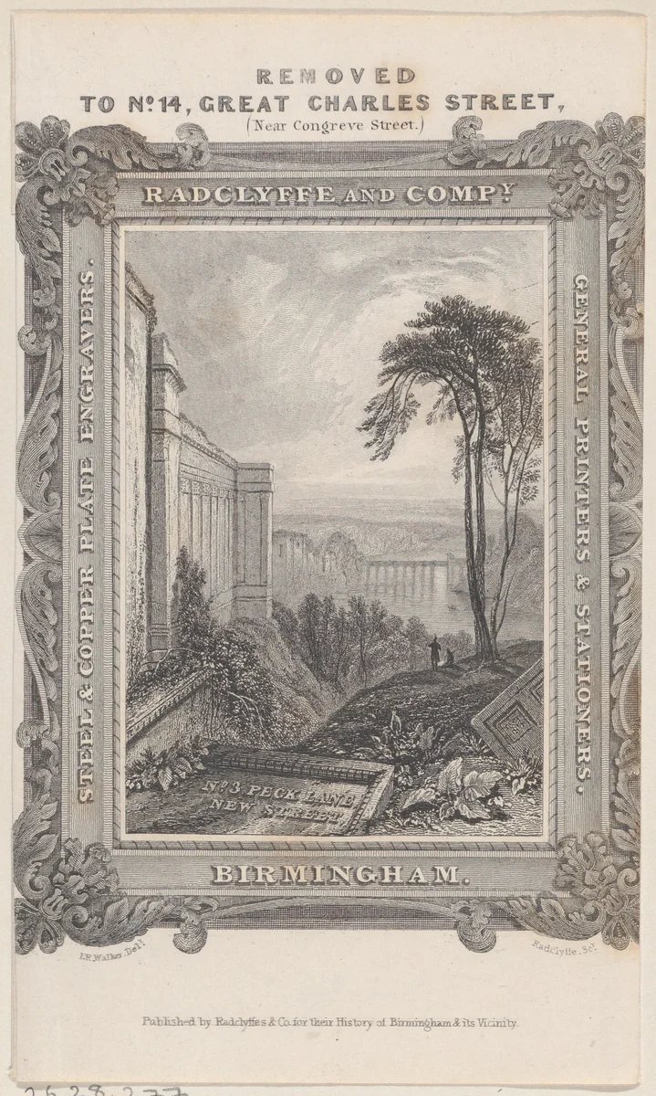 Trade Card for Radclyffe & Co., Steel & Copper Plate Engravers by anonymous, print, 1800-1900