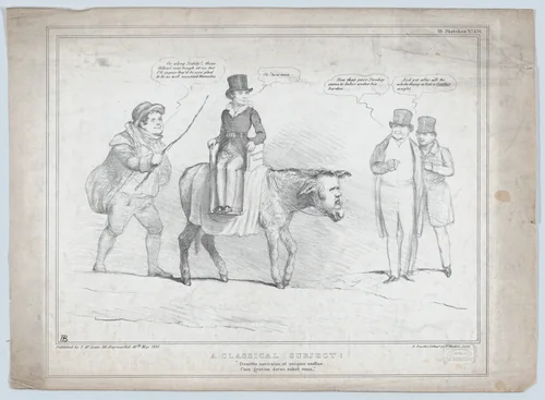 A Classical Subject! "Demitto auviculas, ut uniquoe asellus, Cum gravius dorso subiit onus_" by John Doyle, print, 1836