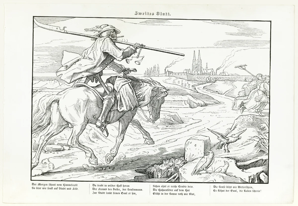 Auch ein Todtentanz, plate II by Alfred Rethel, print, 1848