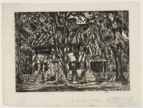The Lion Gardiner House, Easthampton by Childe Hassam, print, 1920