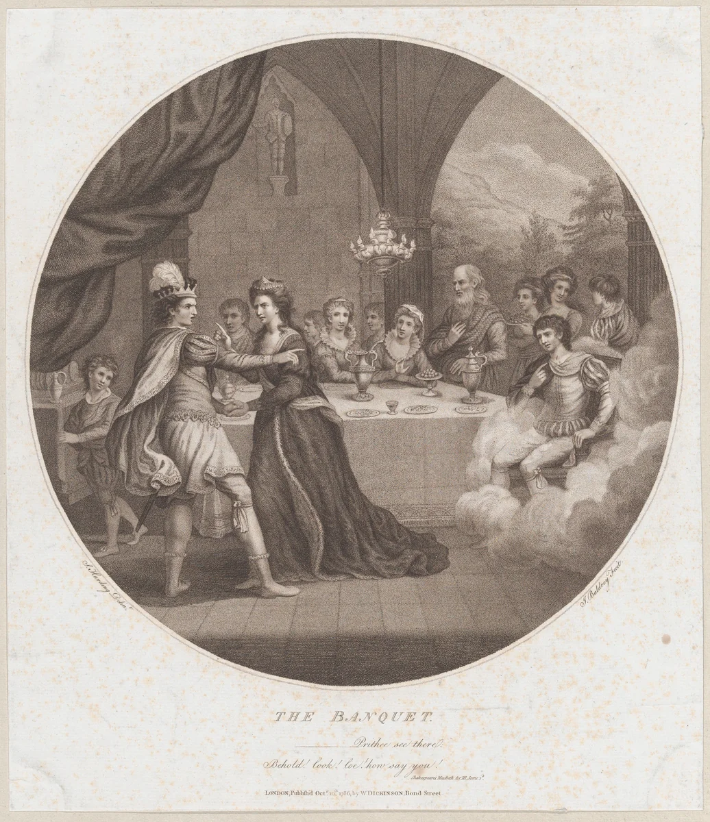 The Banquet (Shakespeare, Macbeth, Act 3, Scene 3) by John Baldrey, print, 1786