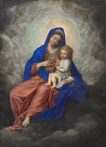 Madonna and Child in Glory by Isaac Oliver, painting, 1600-1622