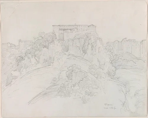 View of Narni by Jean-Baptiste-Camille Corot, drawing, 1826
