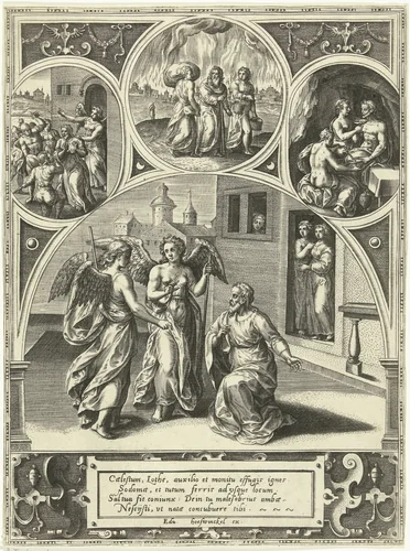 Gebeurtenissen uit het leven van Lot by Adriaen Collaert, print, 1579-1583