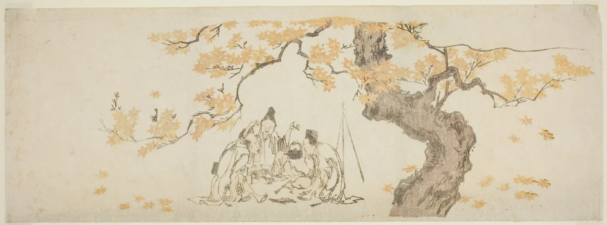 Night Watchmen Under Maple Tree by Katsushika Hokusai (葛飾 北斎), print, 1801-1849