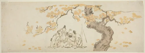 Night Watchmen Under Maple Tree by Katsushika Hokusai (葛飾 北斎), print, 1801-1849