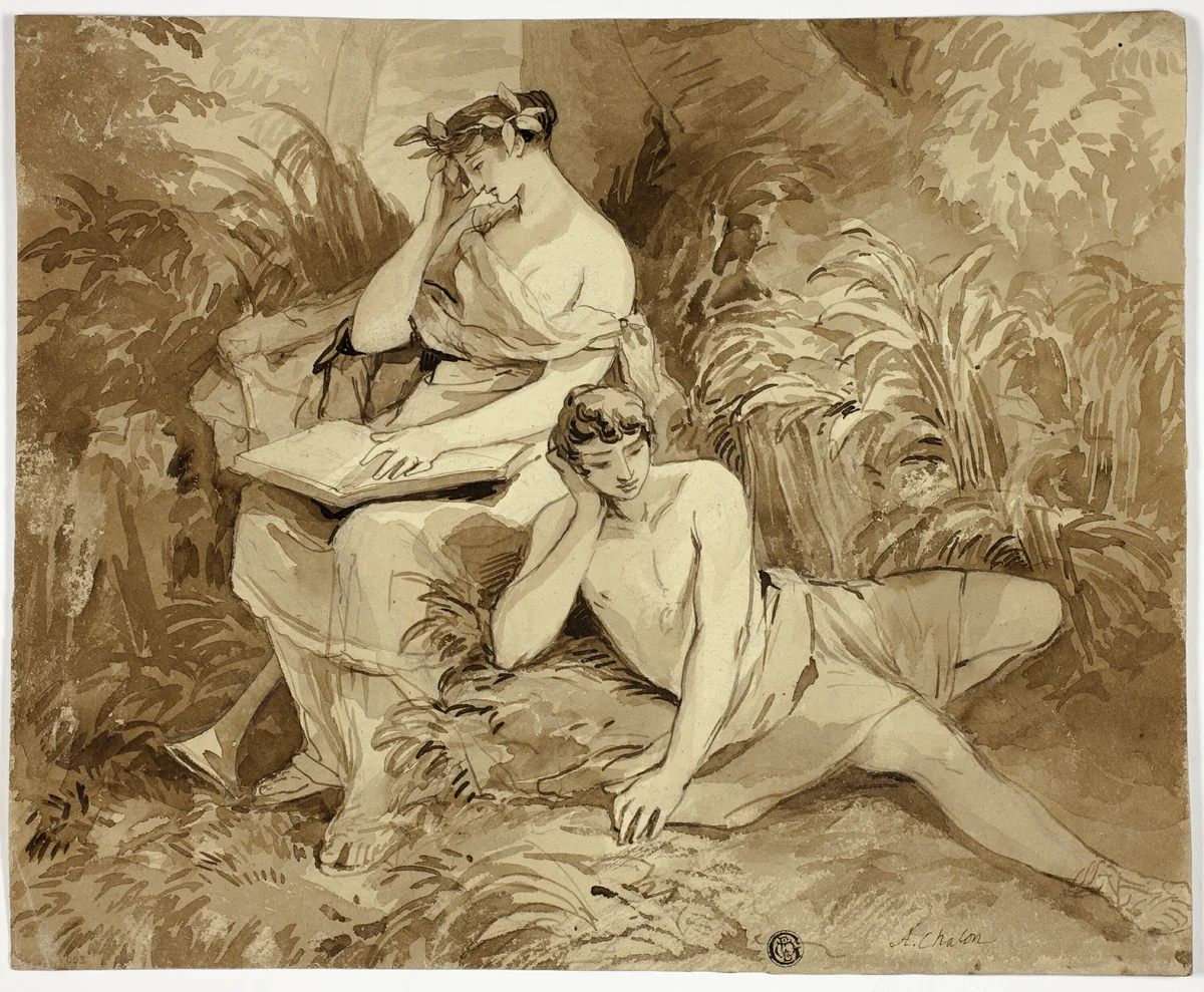 Muse and Poet by Alfred Edward Chalon, drawing, 1800-1860