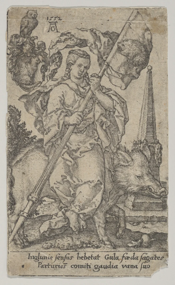 Gluttony, from "The Vices" by Heinrich Aldegrever, print, 1552