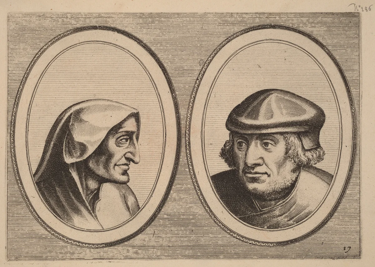 "Aerdighe Kniertje" and "Onbekommerde Klaes" by Johannes van Doetechum
Lucas van Doetechum
Pieter Bruegel
Claes Jansz Visscher, print, 1564-1565