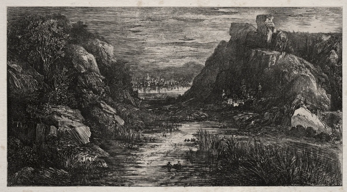 The Distant City by Rodolphe Bresdin, print, 1868