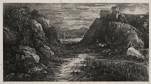 The Distant City by Rodolphe Bresdin, print, 1868