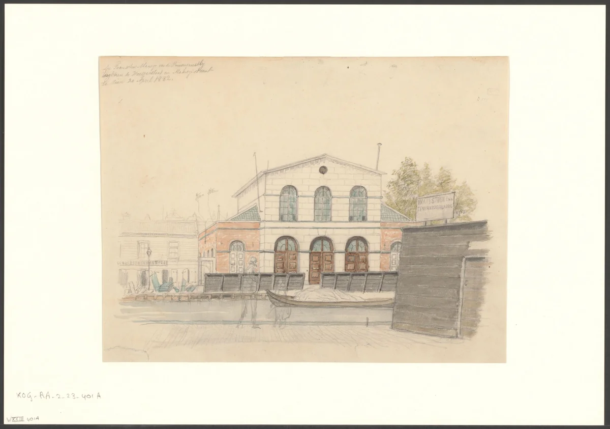 Gezicht op de Nieuwe Prinsengracht by Johan George Lodewijk Rieke, drawing, 1882