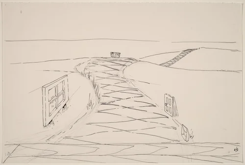 Basket, Table, Door, Window, Mirror, Rug #47 by Richard Artschwager, drawing, 1974