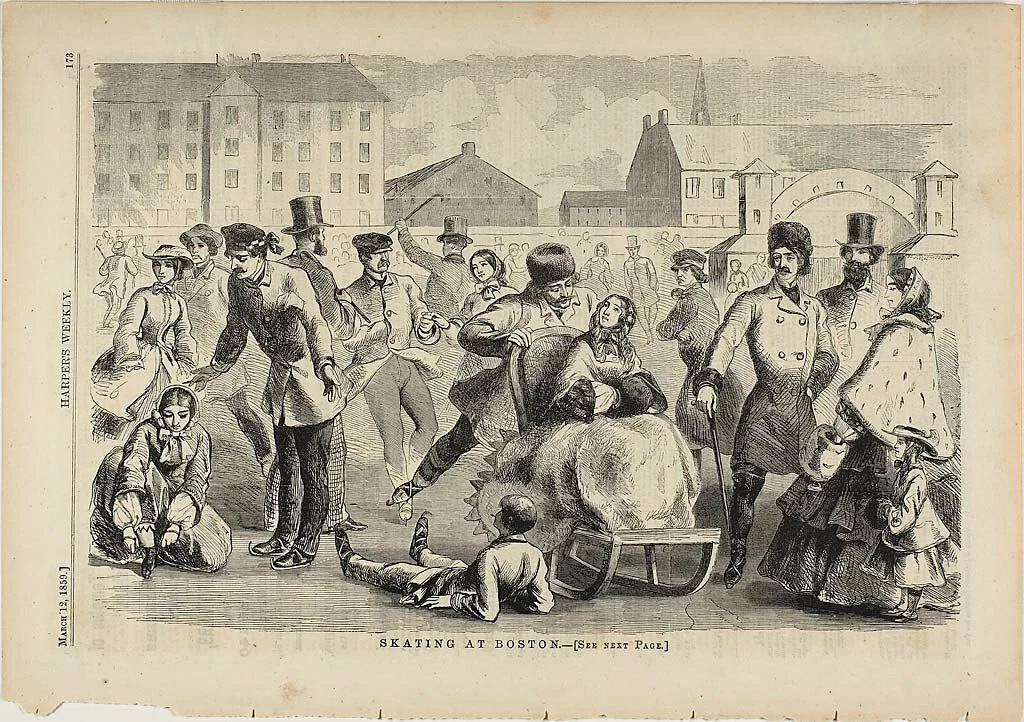 Skating At Boston by Winslow Homer, print, 1859