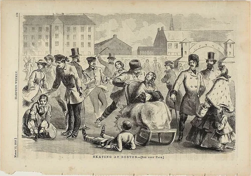 Skating At Boston by Winslow Homer, print, 1859