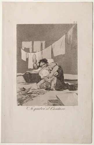 Yes, He Broke the Pot, Plate 25 by Francisco de Goya, print, 1799