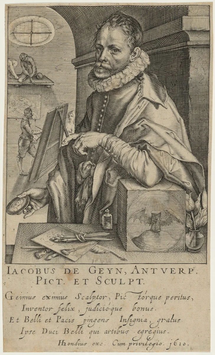 Jacob de Gheyn by Andries Jacobsz. Stock, print, 1610