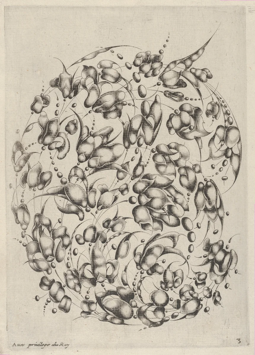 Goldsmiths' Bouquet, from "Livre de Toutes Sorte de Feuilles Pour Servir a l'Art d'Orfeburie" by Jacques Caillard, print, 1627