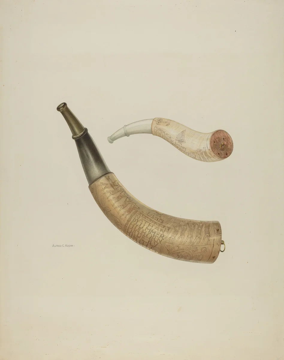 Powder Horn by Alfred Koehn, index of american design, 1935-1942